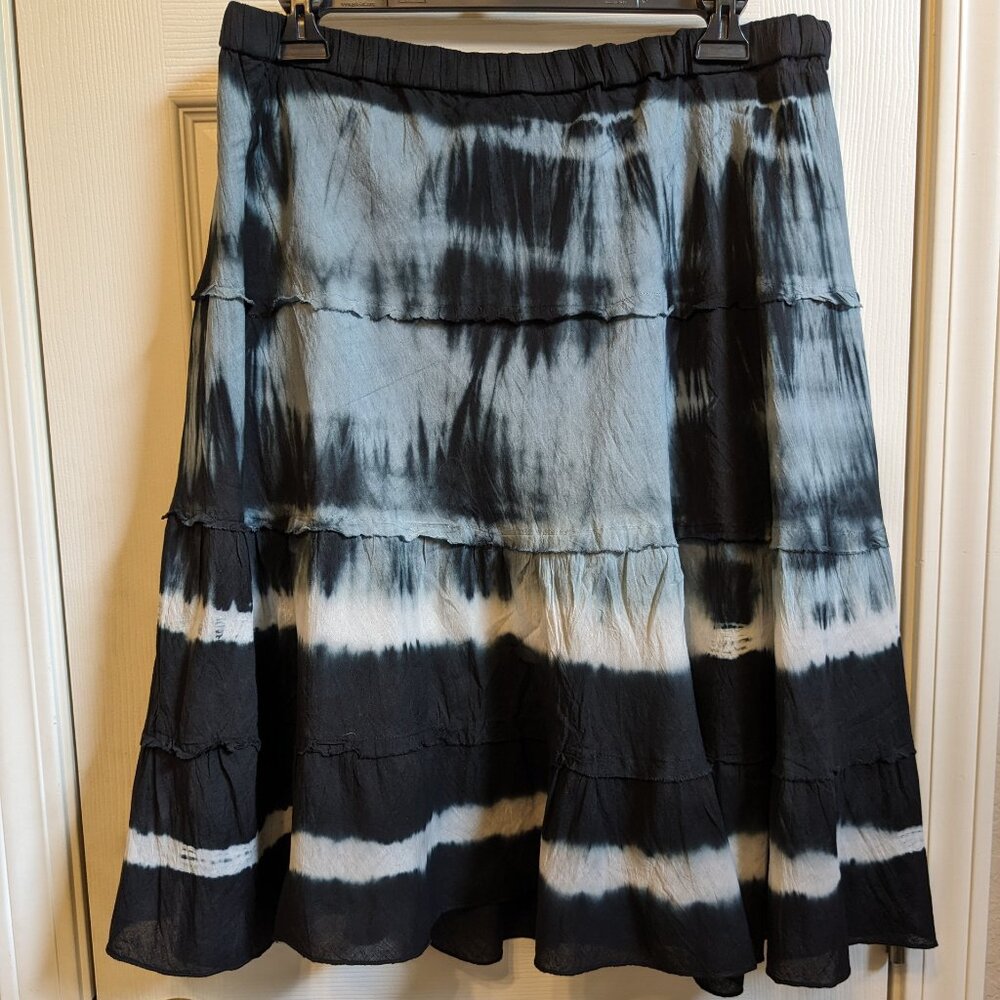 Studio West Artsy Tie-dye Skirt 100% Cotton Lined Elastic Waist - Picture 3 of 7